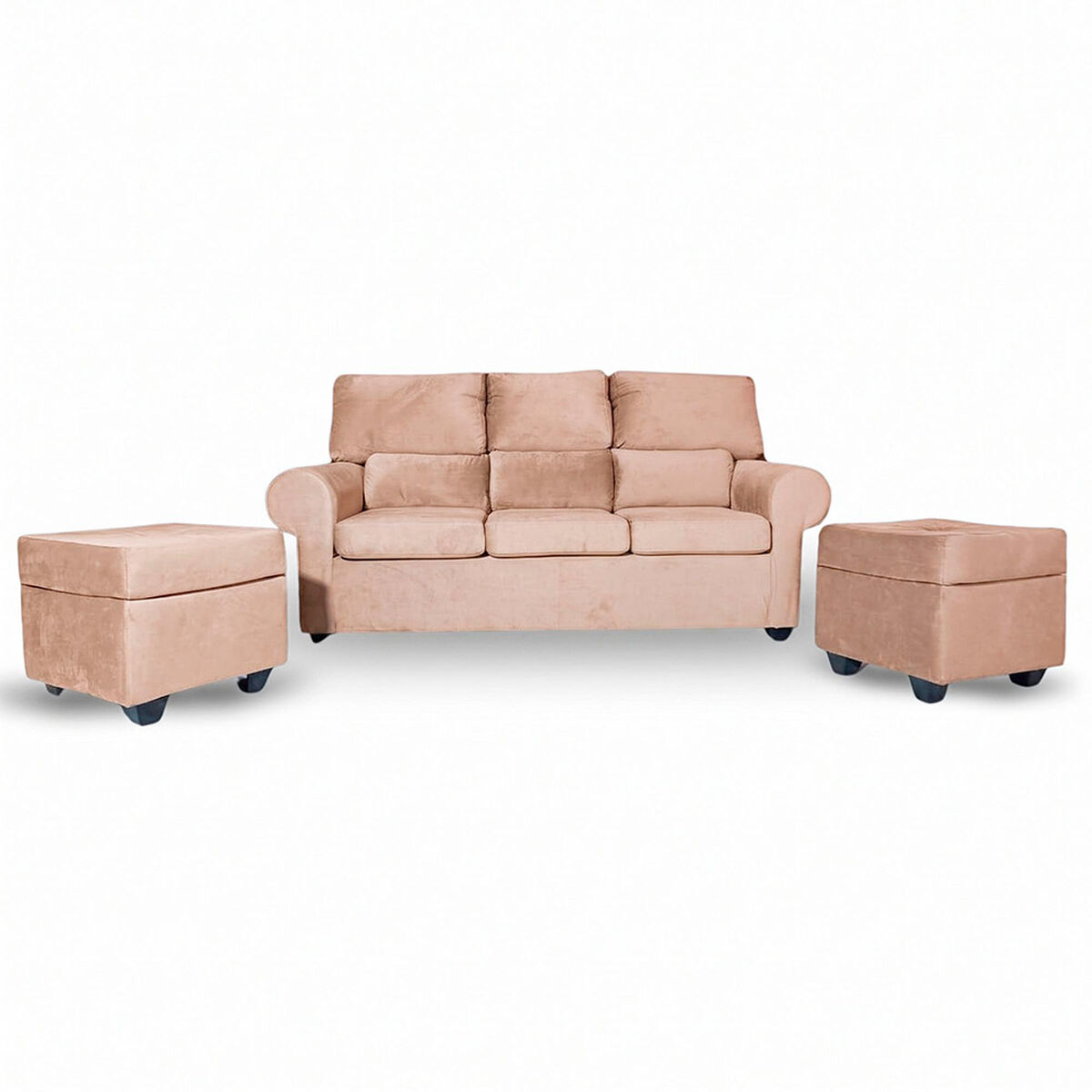 Sof&aacute; Muebles MPR Boston 3 Cuerpos + 2 Pouf Beige