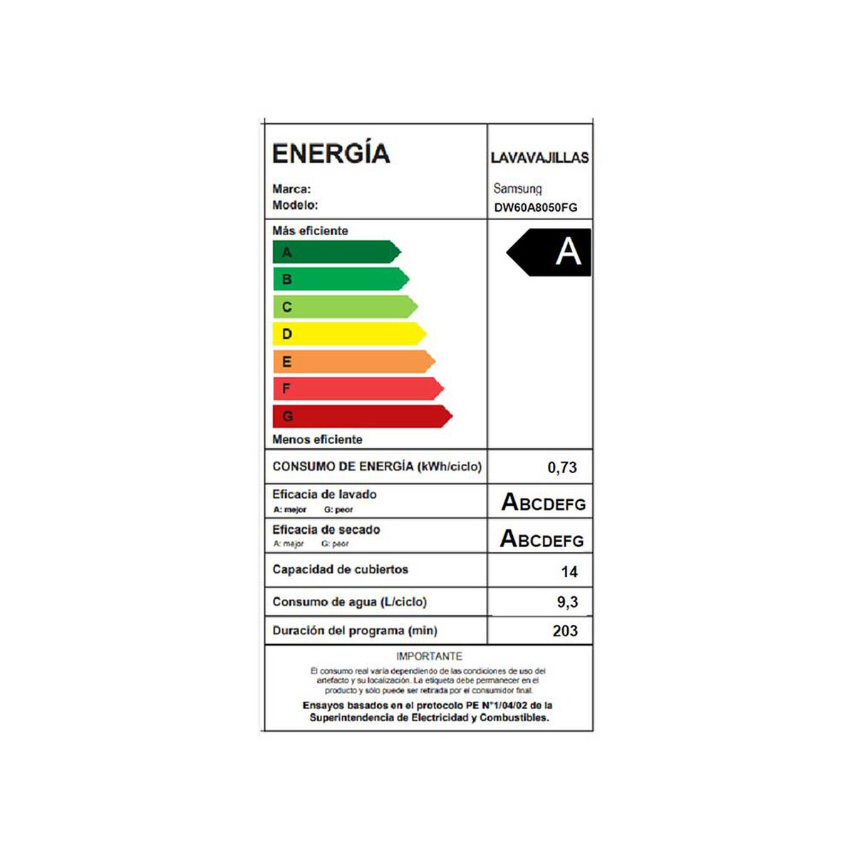 Lavavajillas Samsung DW60A8050FG/ZS 14 Cubiertos