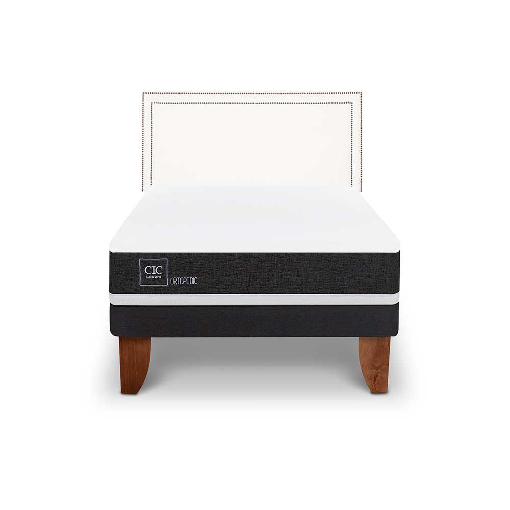 Cama Europea CIC 1,5 Plazas Ortopedic + Respaldo Danubio