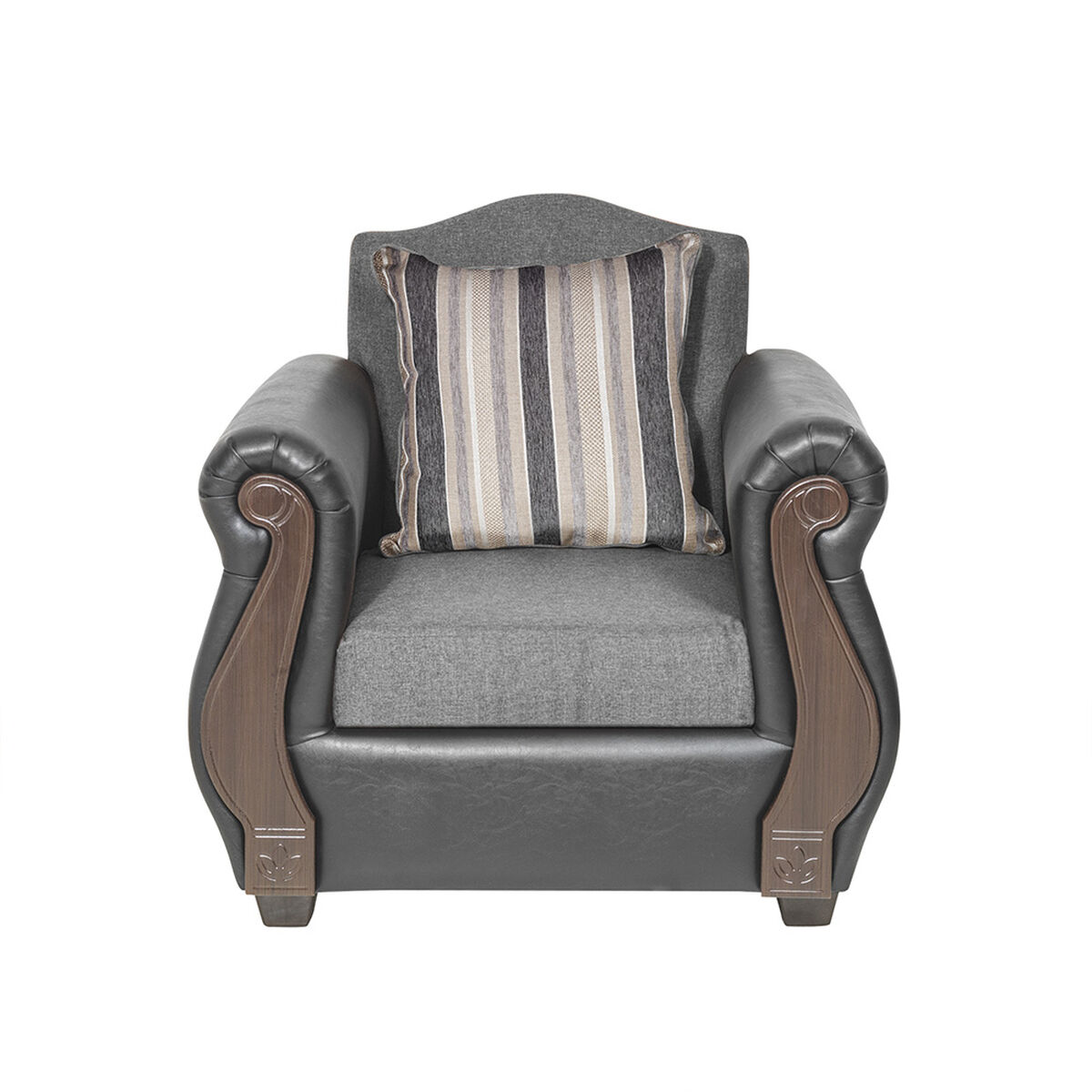 Juego de Living Innovamuebles New Bugambilia Sofá 3 Cuerpos + Dos Sillones 1 Cuerpo Gris Claro