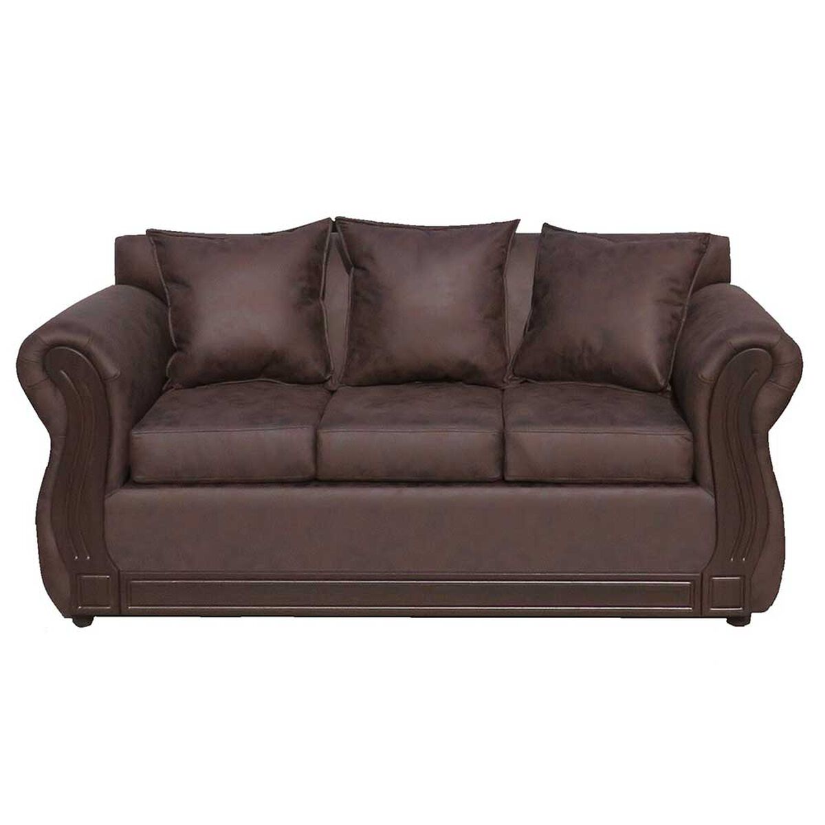 Juego de Living Almore Atenea PU Sofá 3 Cuerpos + Dos Sillones 1 Cuerpo Caramelo