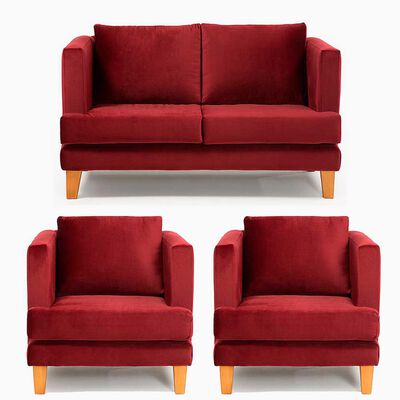 Imagen 1 del producto Juego de Living Barra Design Larisa Sofá 2 Cuerpos + Dos Sillones 1 Cuerpo Rojo