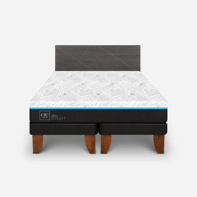 Imagen 1 del producto Cama Europea CIC Green Infinity 2 Plazas + 1 Respaldo Villarrica Gris