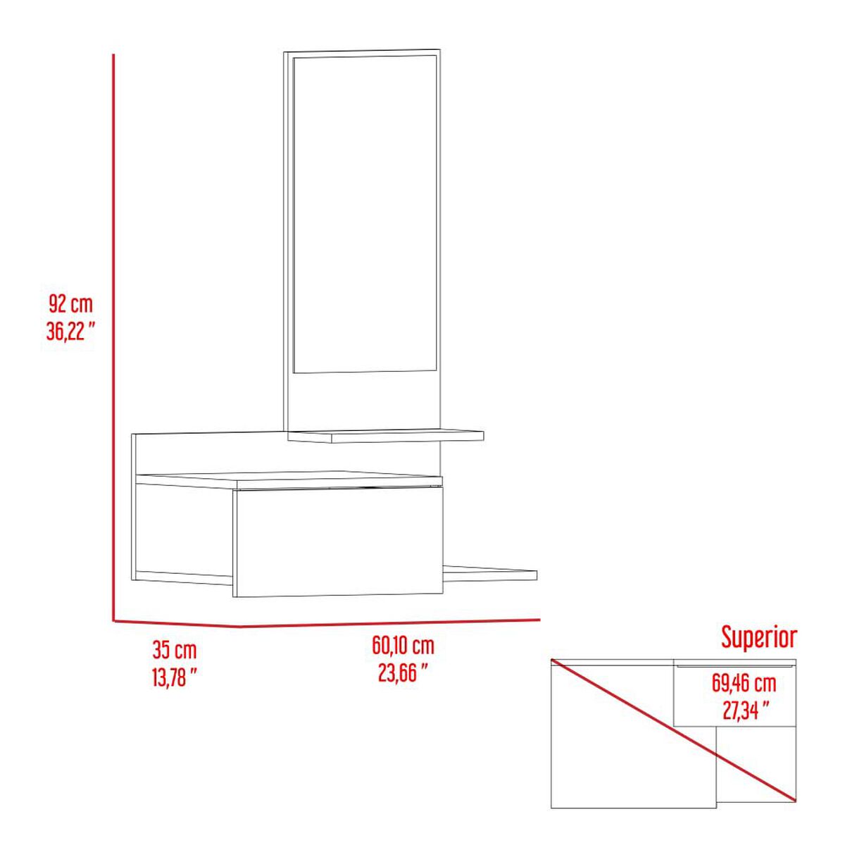 Mueble Recibidor Tuhome Flotante Viena Duna y Plomo 