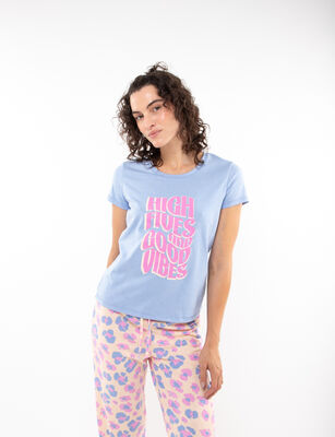 Imagen 1 del producto Pijama Mujer Icono Celeste, Rosado