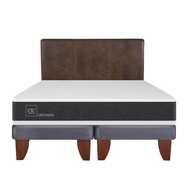 Cama Europea CIC Base Dividida King Ortopedic + Respaldo Baker