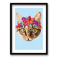 Cuadro Decorativo Retela Frida Cat 40 x 30 cm
