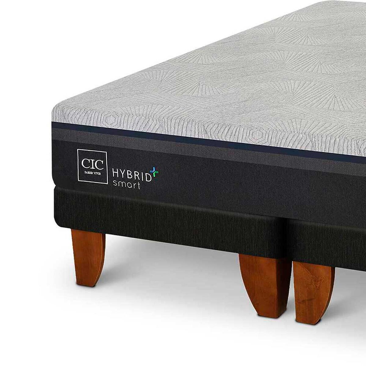 Cama Europea CIC Base Dividida 2 Plazas Hybrid Plus Infinity + Respaldo + 2 Veladores Villarrica