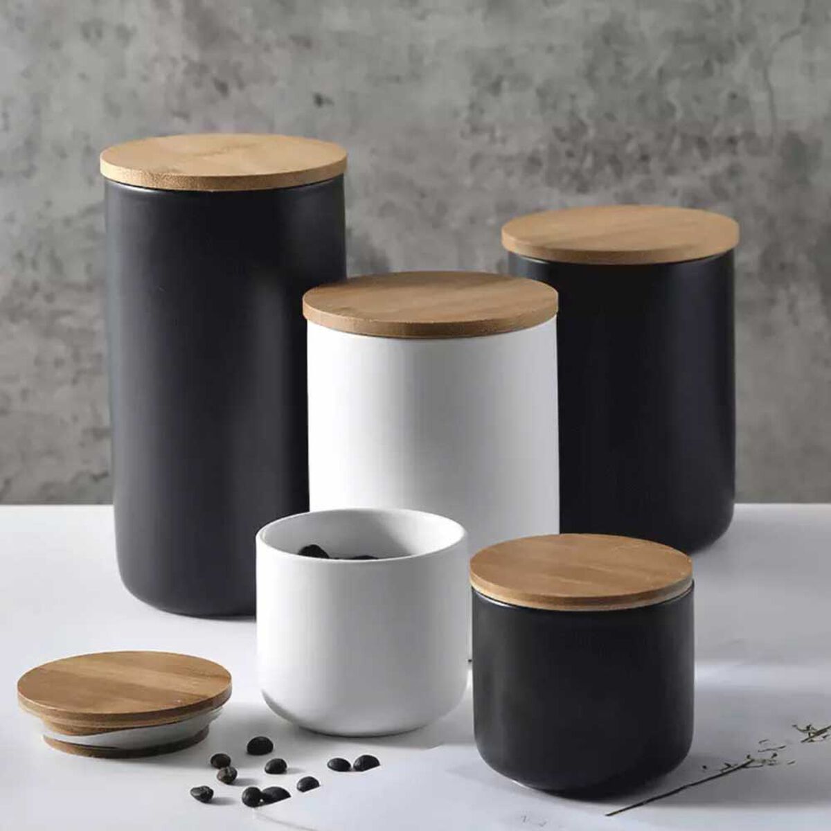 Set 3 Contenedores Cerámica Hermético Simplit Negro