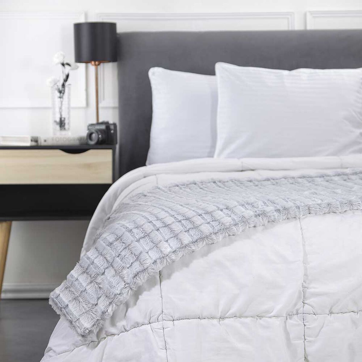 Manta Plush Dreams 125 x 150 cm Liso Gris