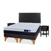 Cama Europea Flex King Nexus Base Dividida + Respaldo Modern Grafito + Velador Rover