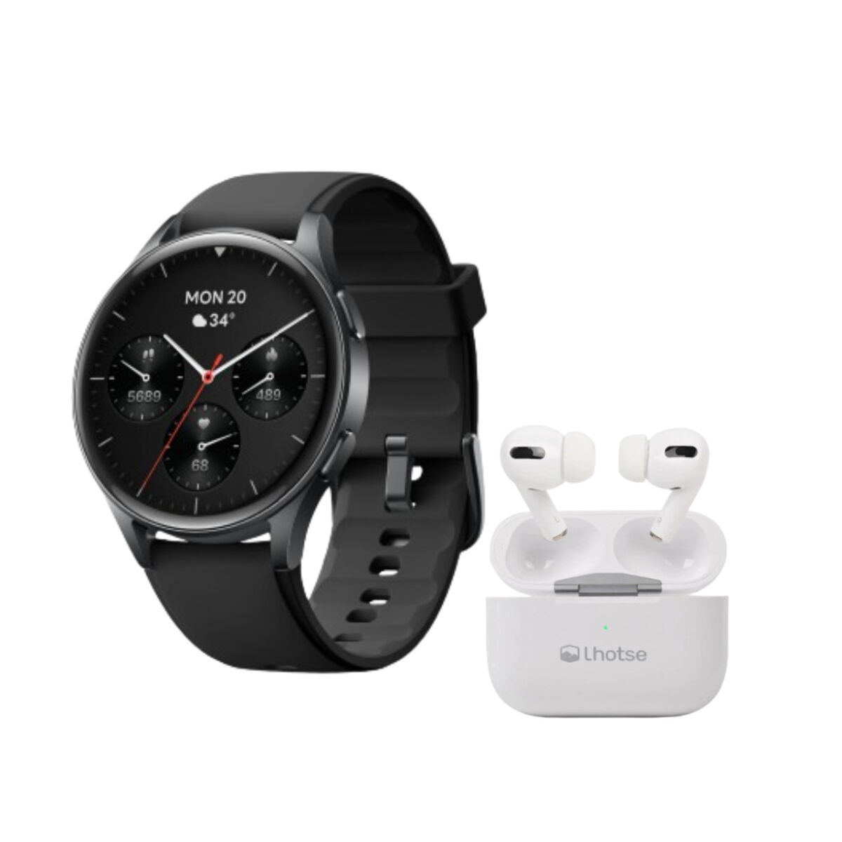Kit Smartwatch Lhotse Vibe 05 Black + Audífonos Blanco