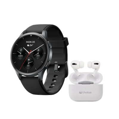 Kit Smartwatch Lhotse Vibe 05 Black + Audífonos Blanco