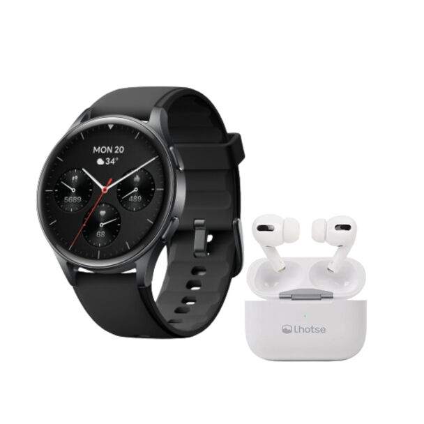 Kit Smartwatch Lhotse Vibe 05 Black + Audífonos Blanco