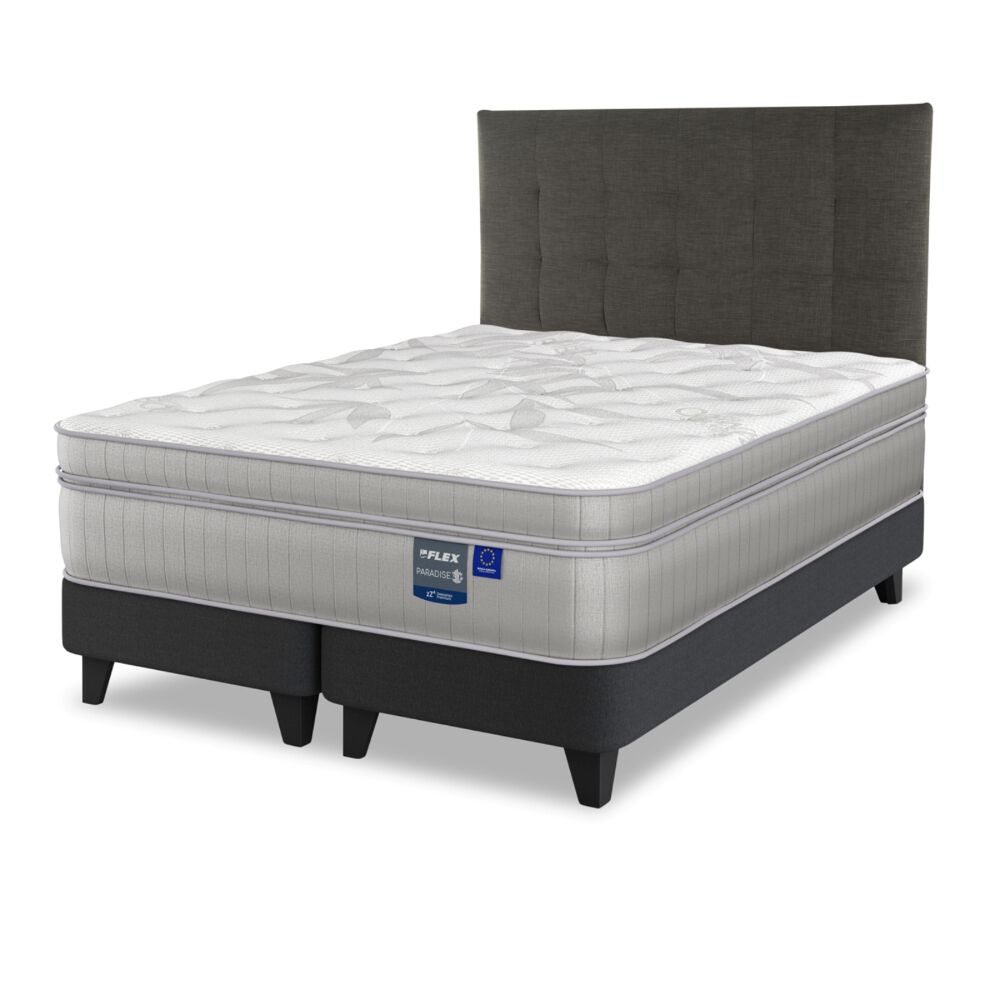 Cama Europea Flex King Paradise + Respaldo Design Grafito