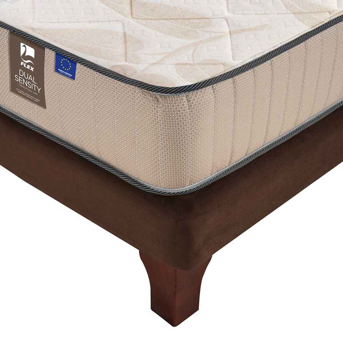 Cama Europea Flex Base Dividida King Dual Sensity + Respaldo Royal + 2 Veladores Atenas