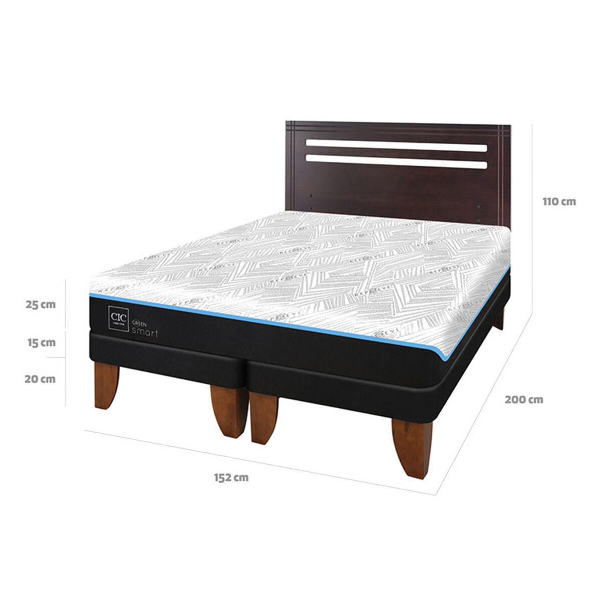 Cama Europea CIC Green Infinity 2 Plazas + 1 Respaldo Munich