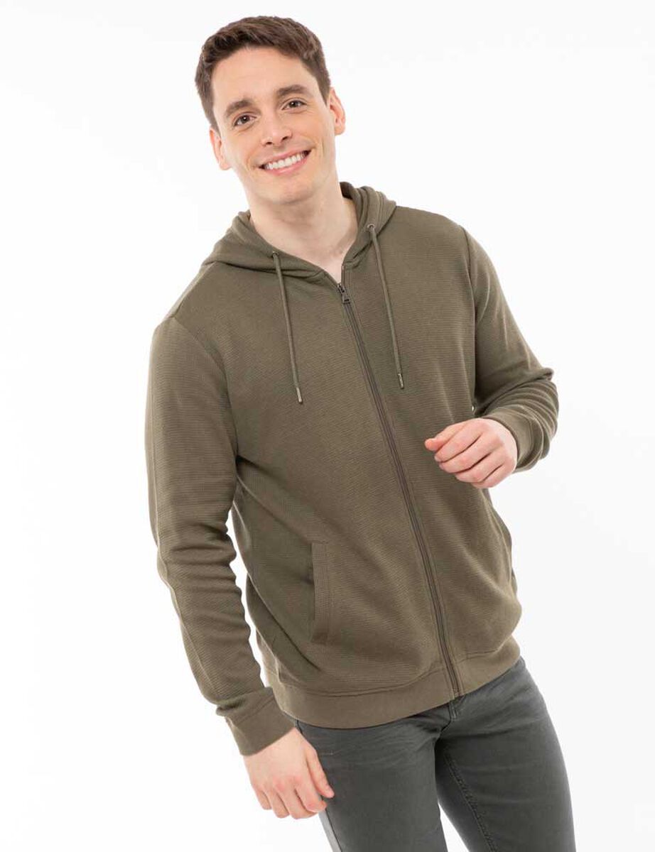 Polerón Hoodie Liso Con Cierre Hombre Zibel
