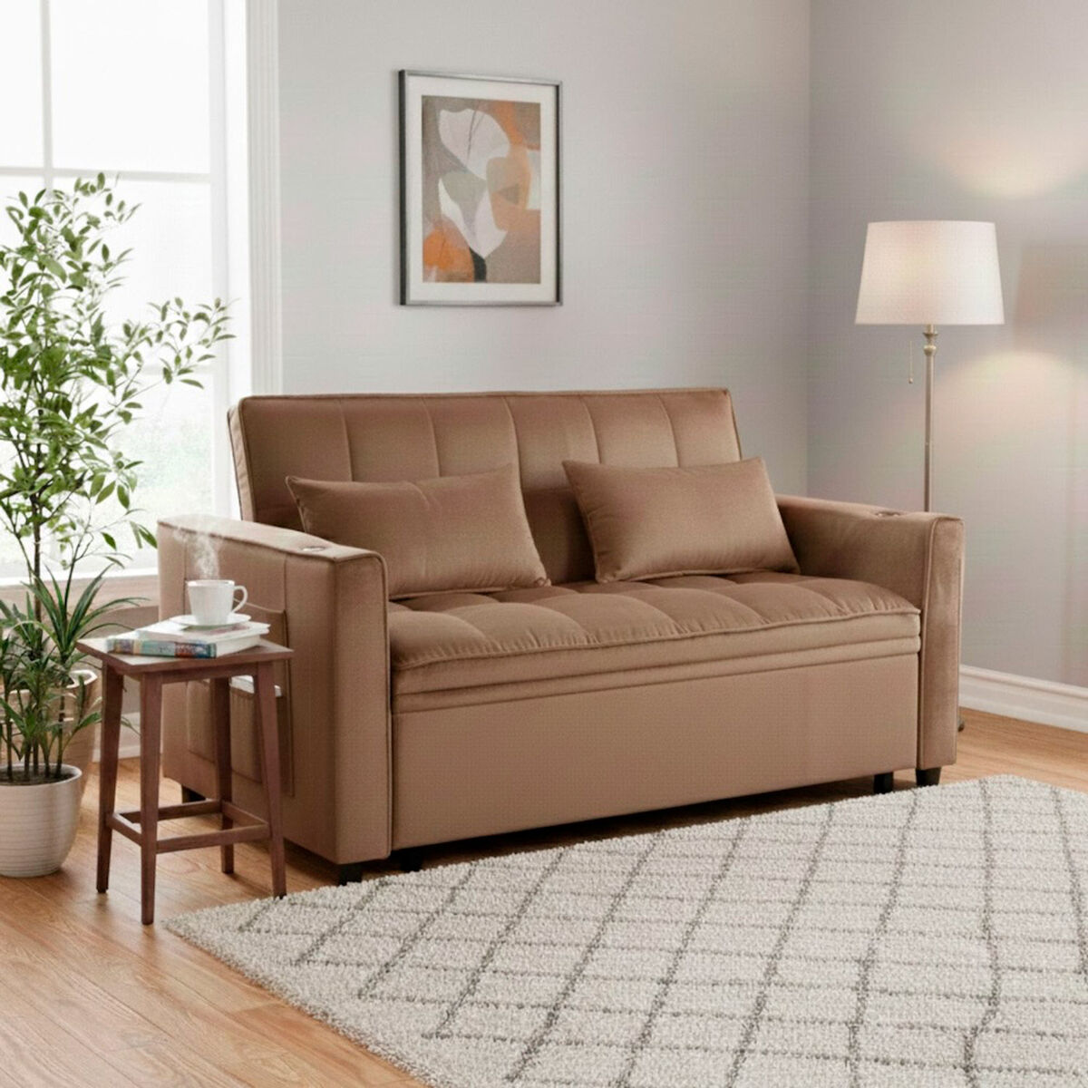 Sof&aacute; Cama Daniels Dallas 2 Cuerpos Caf&eacute;