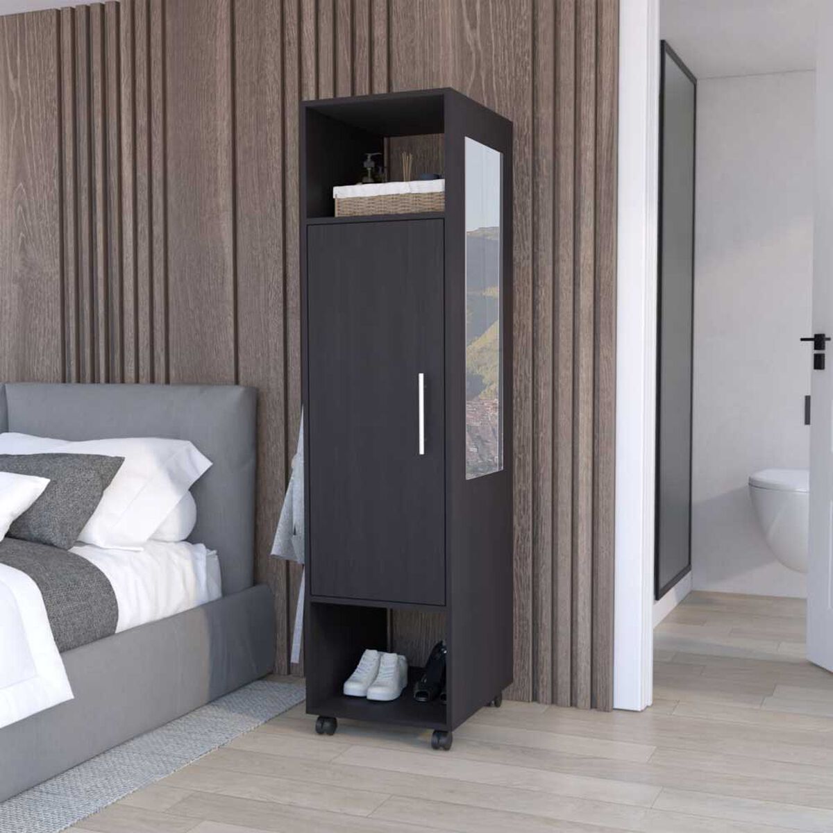 Clóset TuHome Custer con Espejo 1 Puerta Wengue