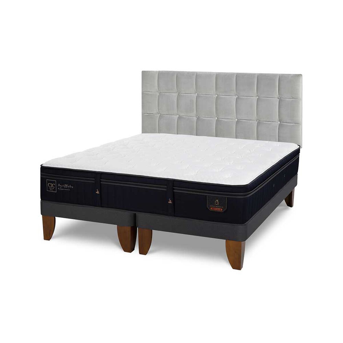 Cama Europea CIC Base Dividida King S&uacute;per Permium + Respaldo Sile