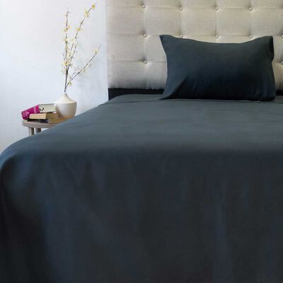 Juego de S&aacute;banas Doral 1,5 Plazas Lisas 210 Hilos Negro