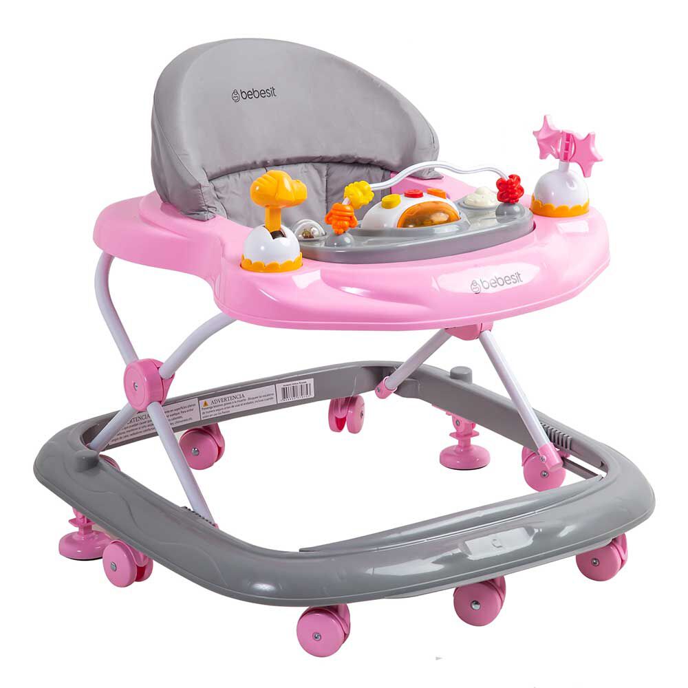 Andador Musical Airbus Gris Rosado Bebesit