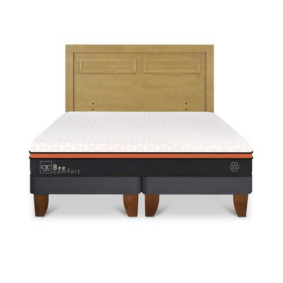 Imagen 1 del producto Cama Europea CIC Base Dividida 2 Plazas Beecomfort + Respaldo Milan Mostaza