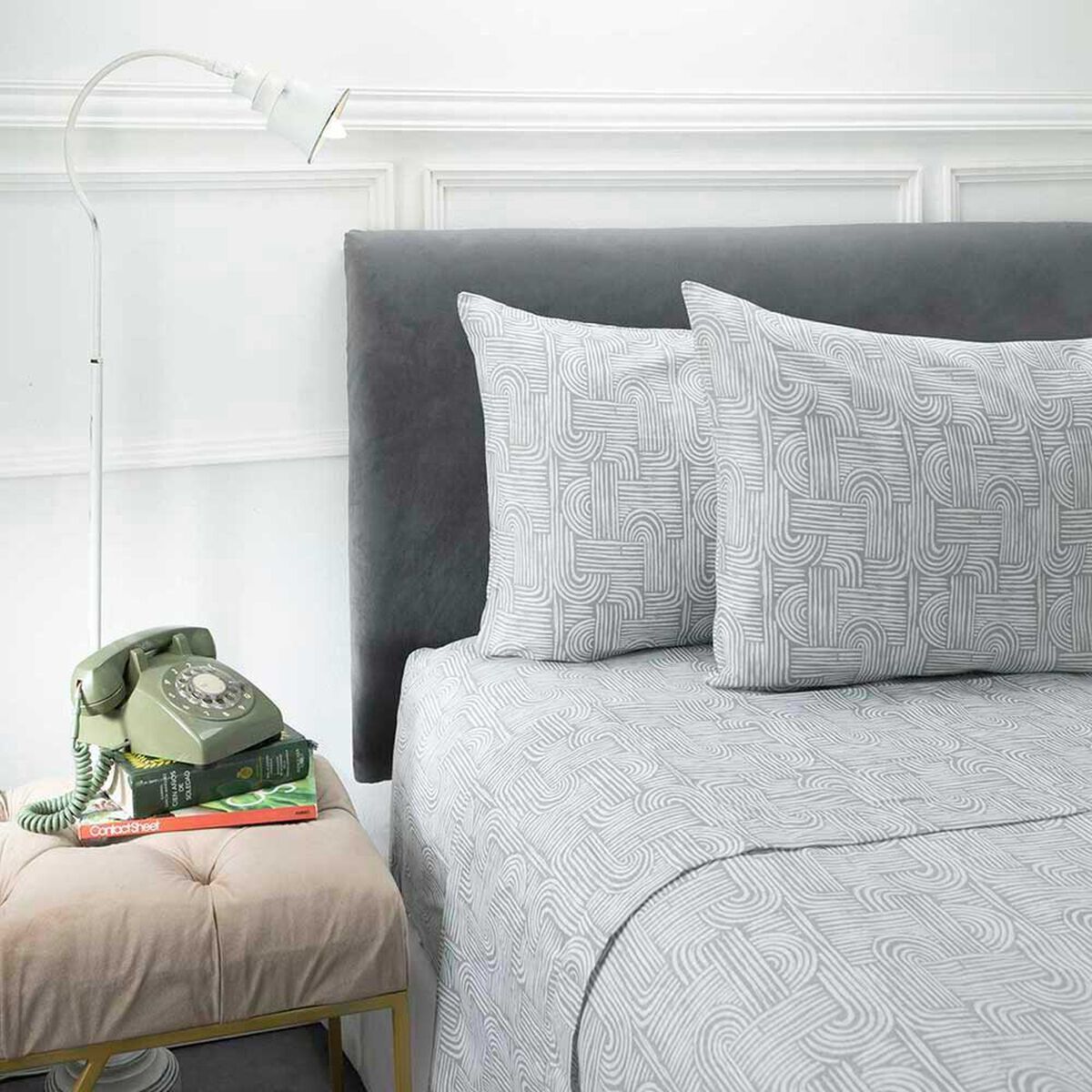 Juego de S&aacute;banas Estampadas Casa Linda 132 Hilos 1 Plaza Espirales