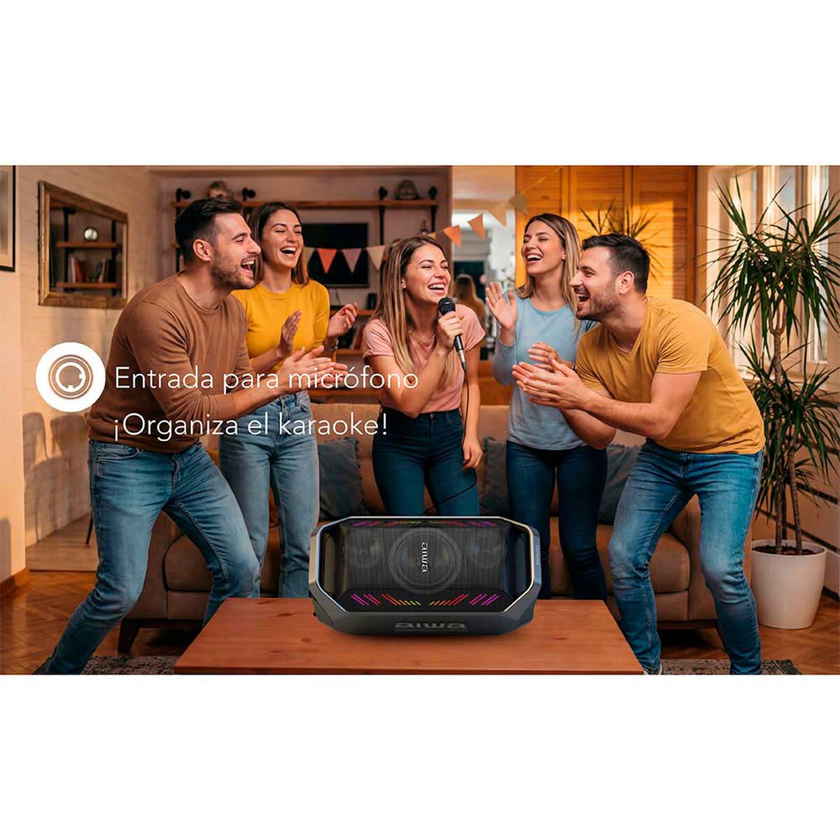 Parlante Port&aacute;til Aiwa AW-A521 90W Bluetooth Negro