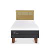 Cama Europea CIC 1,5 Plazas Ortopedic Advance + Respaldo Dublin Mostaza