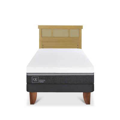 Cama Europea CIC 1,5 Plazas Ortopedic Advance + Respaldo Dublin Mostaza