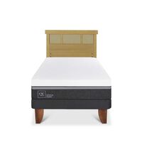 Cama Europea CIC 1,5 Plazas Ortopedic Advance + Respaldo Dublin Mostaza