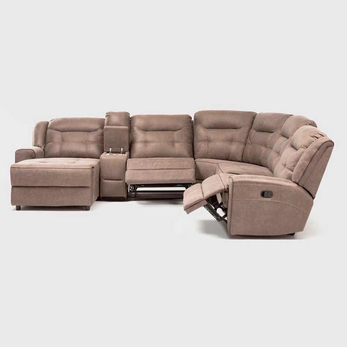 Seccional Izquierdo Reclinable Daniels Moderno 5 Cuerpos Caf&eacute; Grand