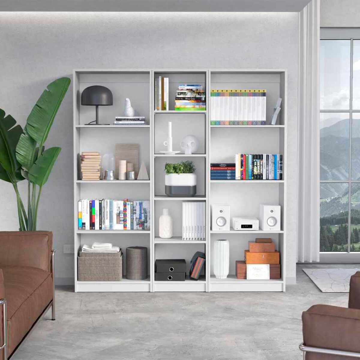 2 Estantes 4 Repisas + Estante 45 cm TuHome Home Blanco