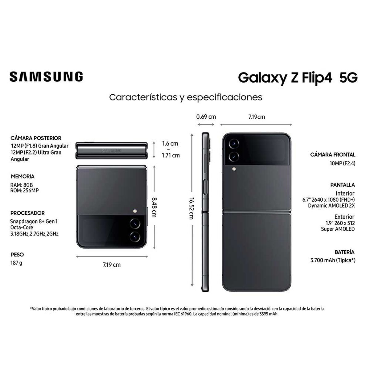 Celular Samsung Galaxy Z Flip4 5G 256GB Gray Liberado
