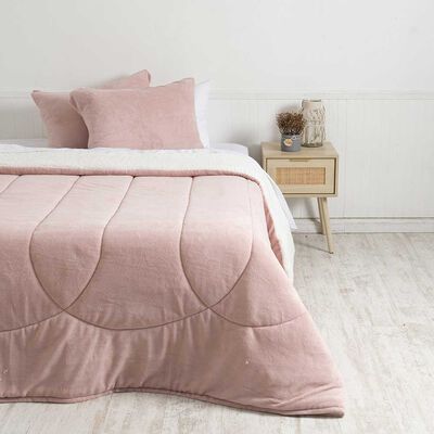 Plumón Coral Sherpa Mashini 2 Plazas Liso Rosado