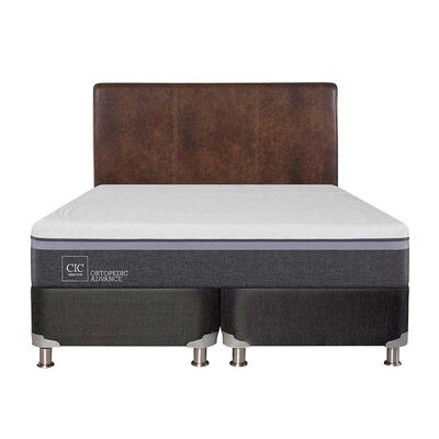 Box Spring CIC Base Dividida 2 Plazas Ortopedic Advance + Respaldo Baker