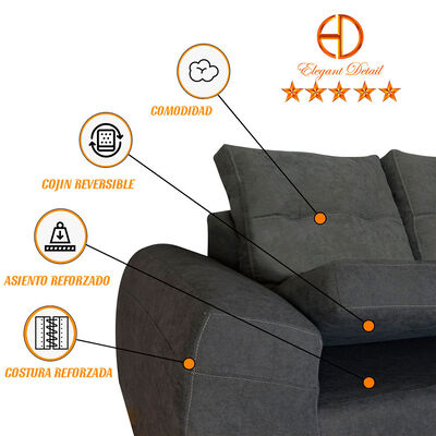 Imagen 2 del producto Seccional Izquierdo Elegant Houston Cheise Tela 5 Cuerpos Gris