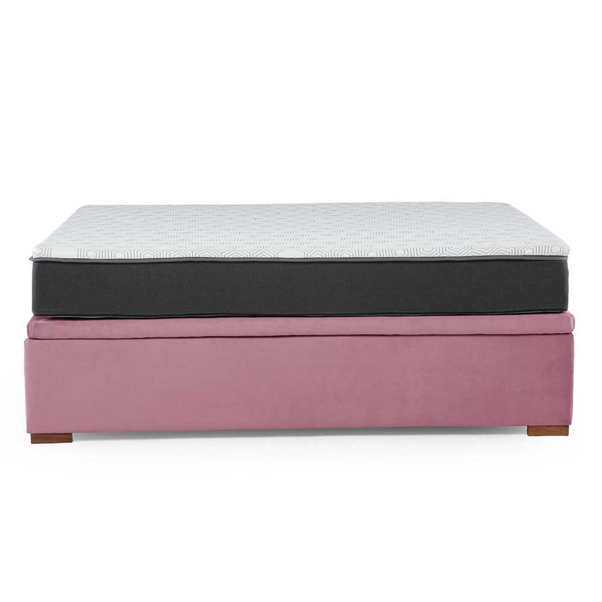 Cama Boxet Latam Home 1.5 Plazas + Colch&oacute;n Resortes Zen Pro Funda Lavable Palo Rosa