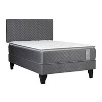 Cama Europea Celta 1,5 Plazas Carbono + Respaldo Acolchado