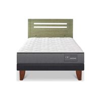 Cama Europea CIC 1,5 Plazas Anatomic + Respaldo Munich Olivo