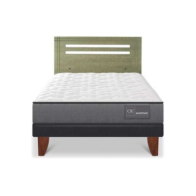 Cama Europea CIC 1,5 Plazas Anatomic + Respaldo Munich Olivo