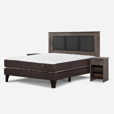 Imagen 2 del producto Combo Cama Europea Rosen 2 Plazas New Ergo T BN + Respaldo y Veladores Rachel