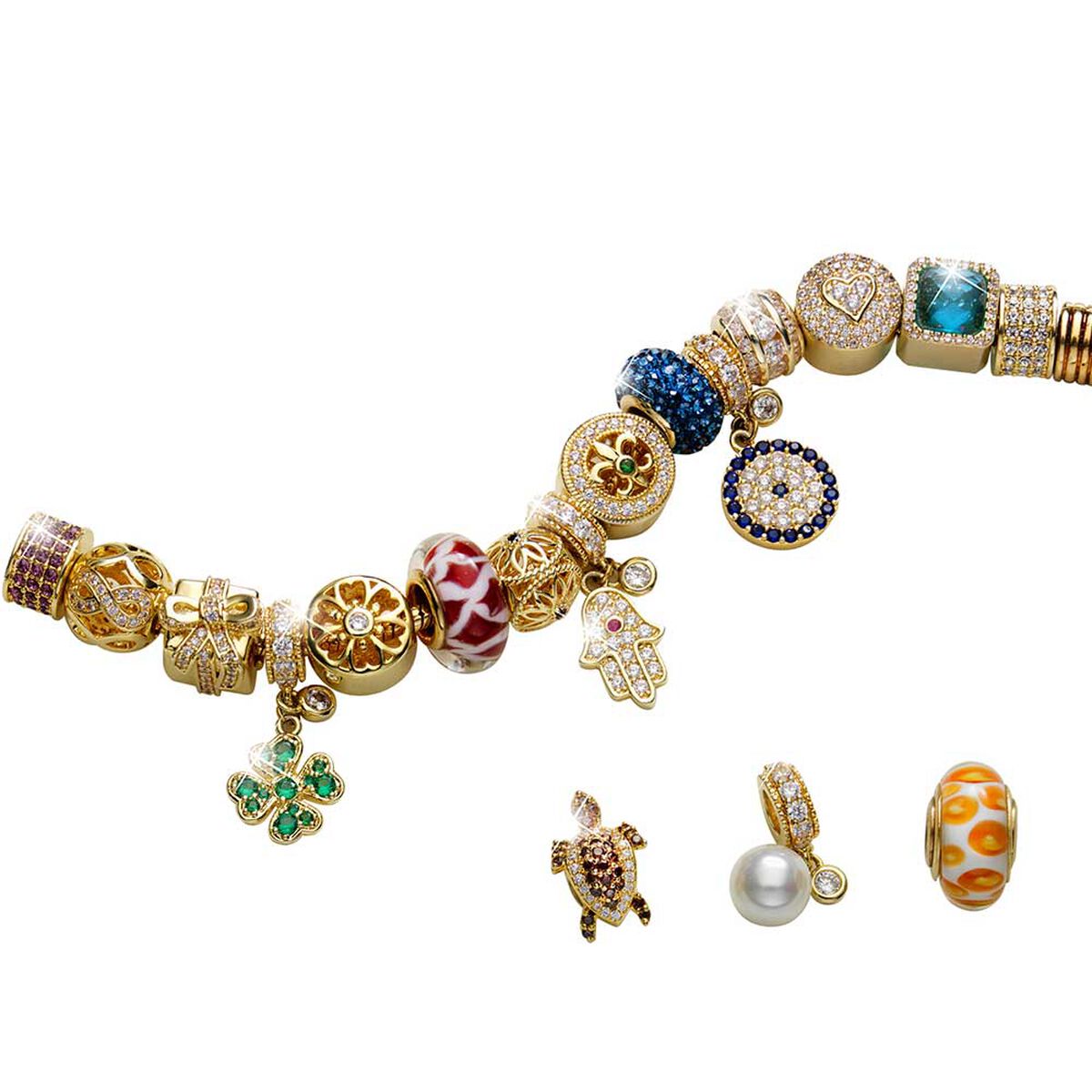 Pulsera Armonia con 18 accesorios de oro