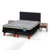 Cama Europea Flex 2 Plazas Dream Pro Box B/D + Respaldo Royal Negro + Velador Rock