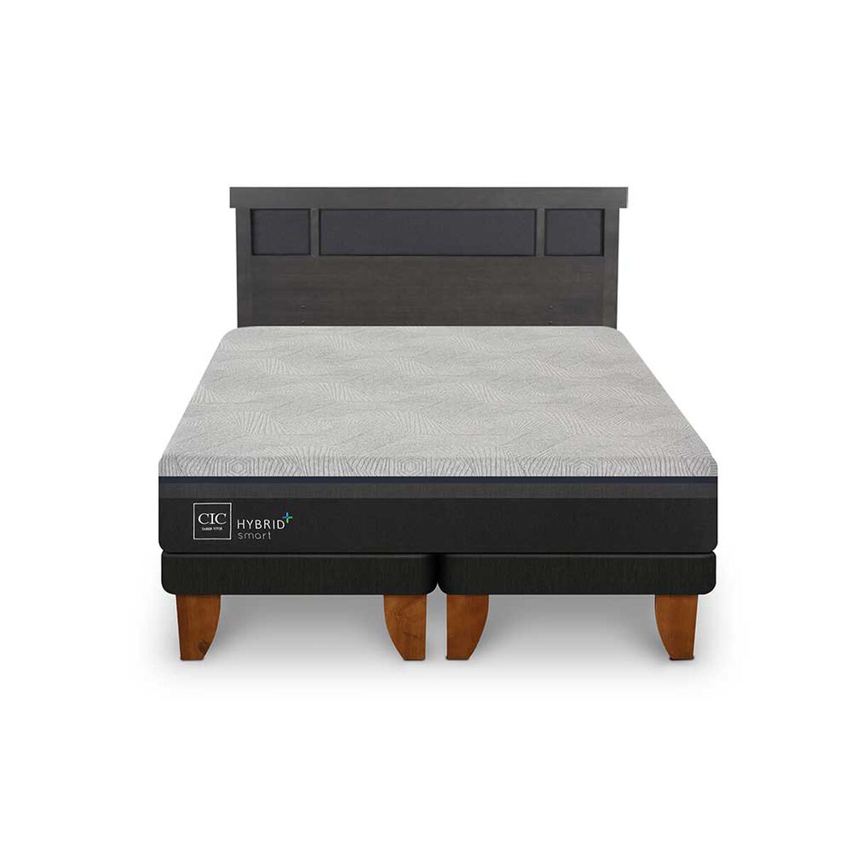 Cama Europea CIC Base Dividida 2 Plazas Hybrid Plus Infinity + Respaldo Dublin