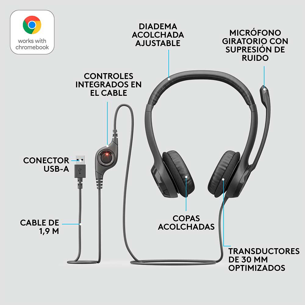 Logitech H390 Negro, foto 6