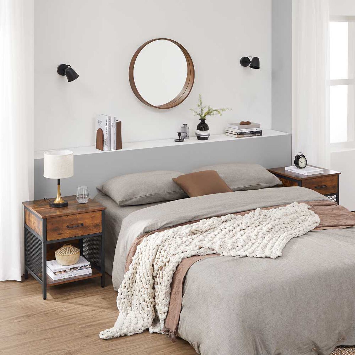 Velador TuHome Metalwood 1 Cajón