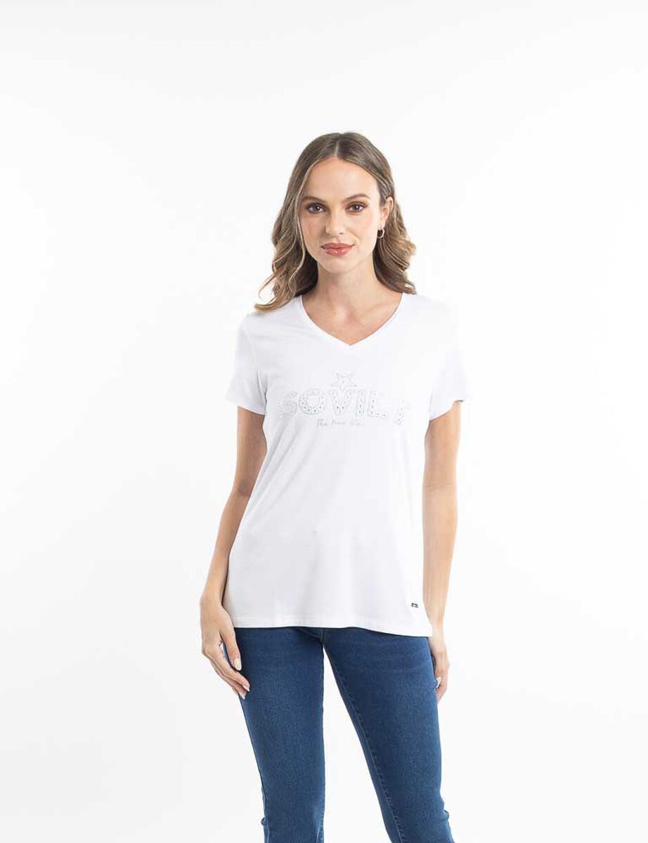 Polera Con Estampado Manga Corta Mujer Soviet